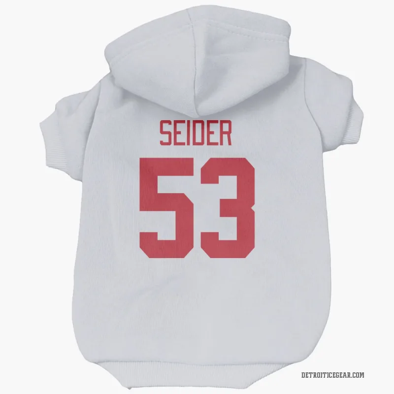 Moritz Seider  White Detroit Red Wings  Cat & Dog Pet Hoodie