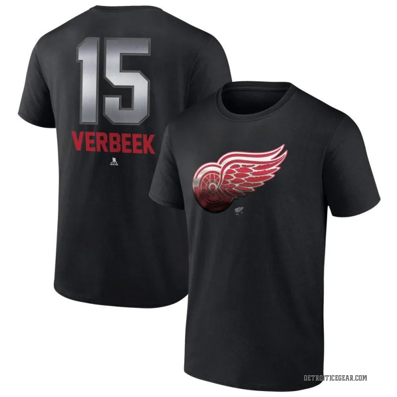 Pat Verbeek Men's Black Detroit Red Wings Midnight Mascot Logo T-Shirt