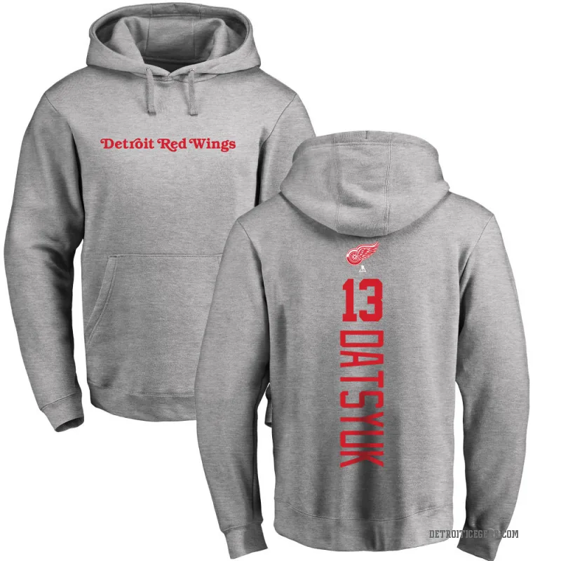Pavel Datsyuk Men's Detroit Red Wings Branded Ash Backer Pullover Hoodie