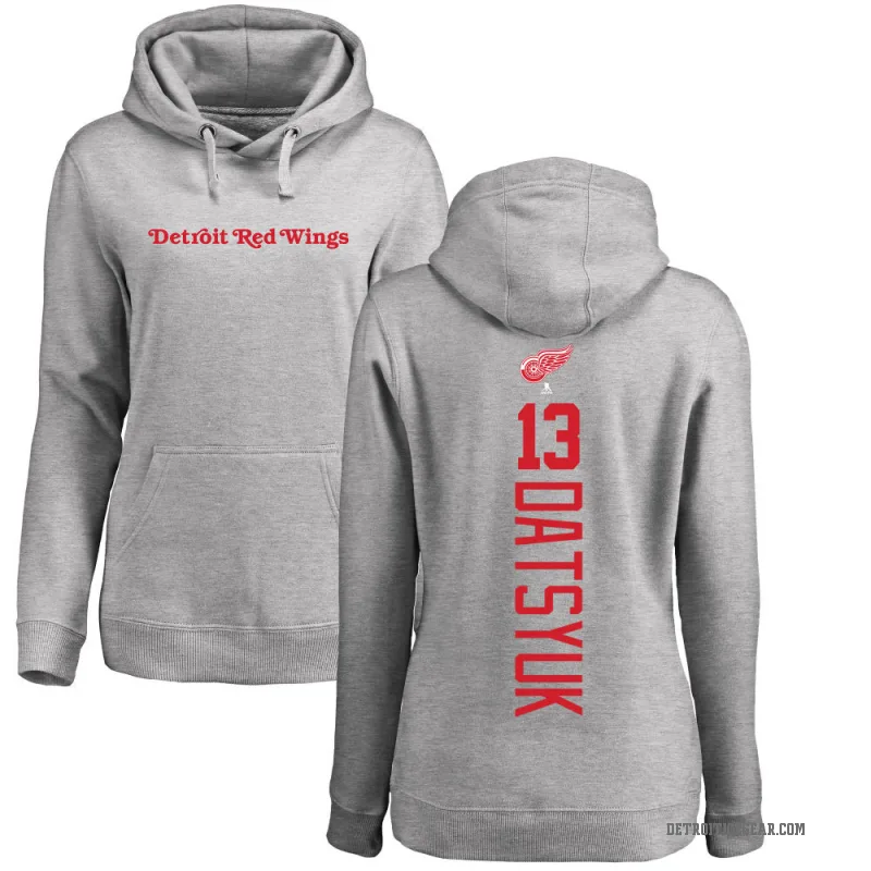 Pavel Datsyuk Women's Detroit Red Wings Branded Ash Backer Pullover Hoodie