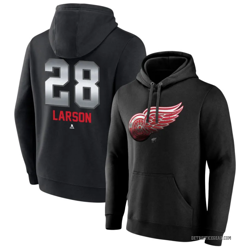 Reed Larson Men's Black Detroit Red Wings Branded Midnight Mascot Logo Pullover Hoodie