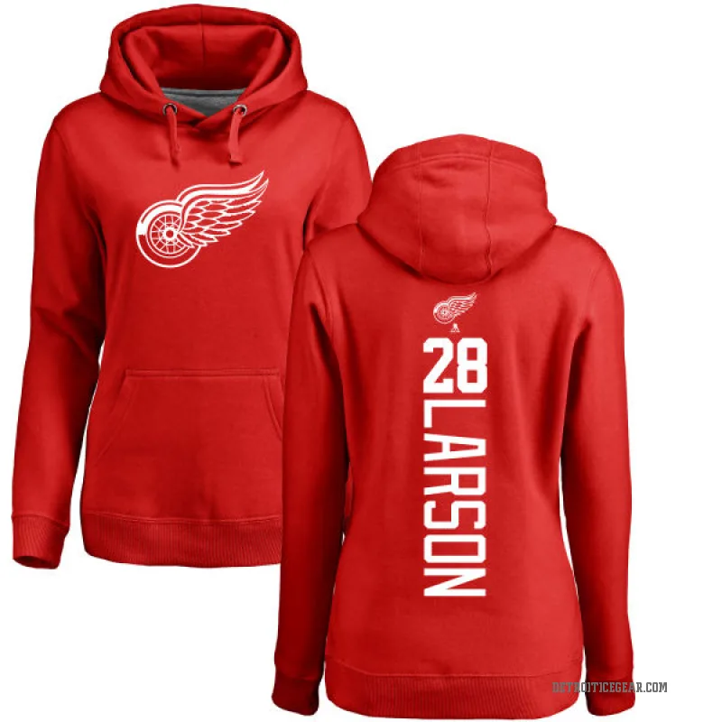 Reed Larson Women's Red Detroit Red Wings Branded Backer Pullover Hoodie