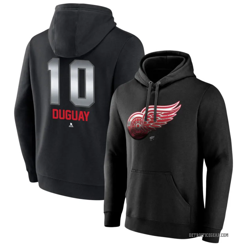 Ron Duguay Men's Black Detroit Red Wings Branded Midnight Mascot Logo Pullover Hoodie