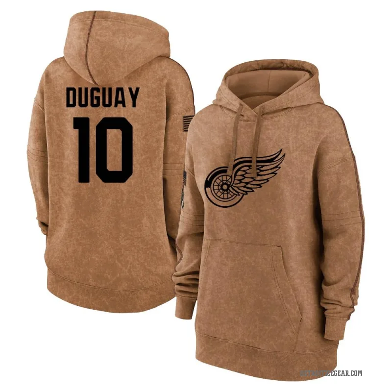 Ron Duguay Women's Brown Detroit Red Wings 2023 Salute to Service Pullover Hoodie
