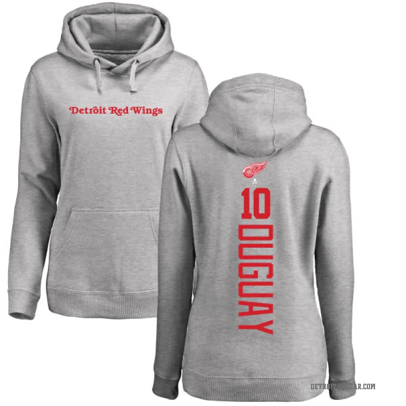 Ron Duguay Women's Detroit Red Wings Branded Ash Backer Pullover Hoodie