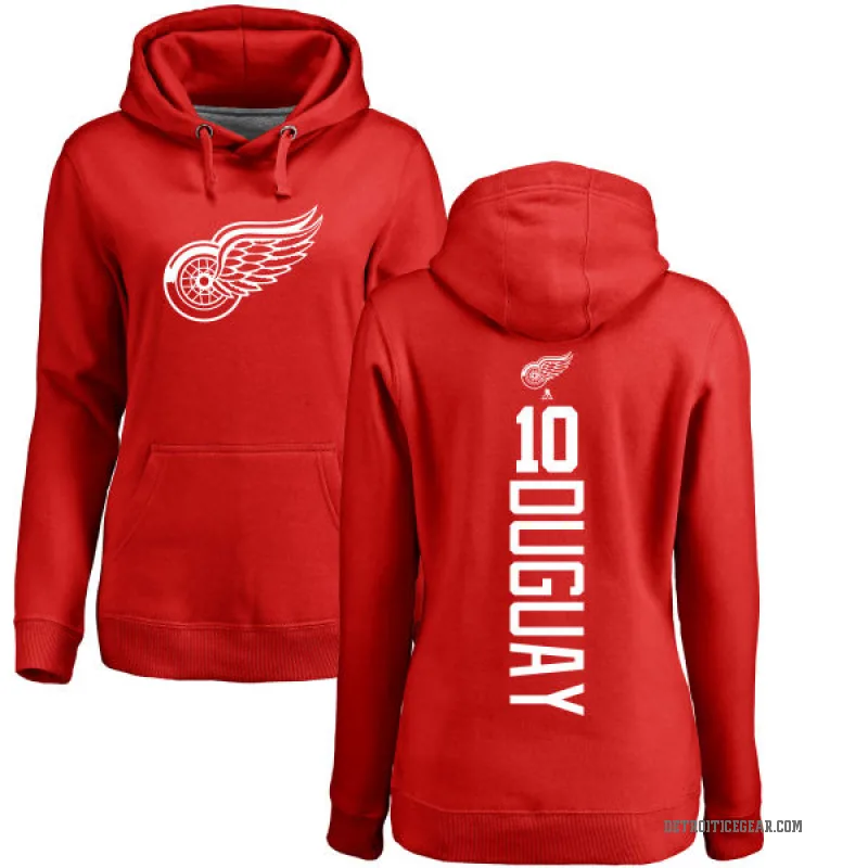 Ron Duguay Women's Red Detroit Red Wings Branded Backer Pullover Hoodie