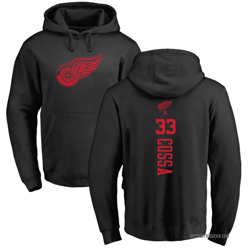 Sebastian Cossa Men's Black Detroit Red Wings Branded One Color Backer Pullover Hoodie