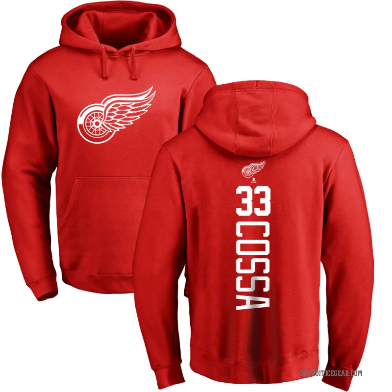 Sebastian Cossa Men's Red Detroit Red Wings Branded Backer Pullover Hoodie