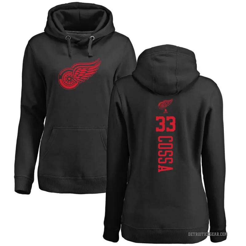 Sebastian Cossa Women's Black Detroit Red Wings Branded One Color Backer Pullover Hoodie