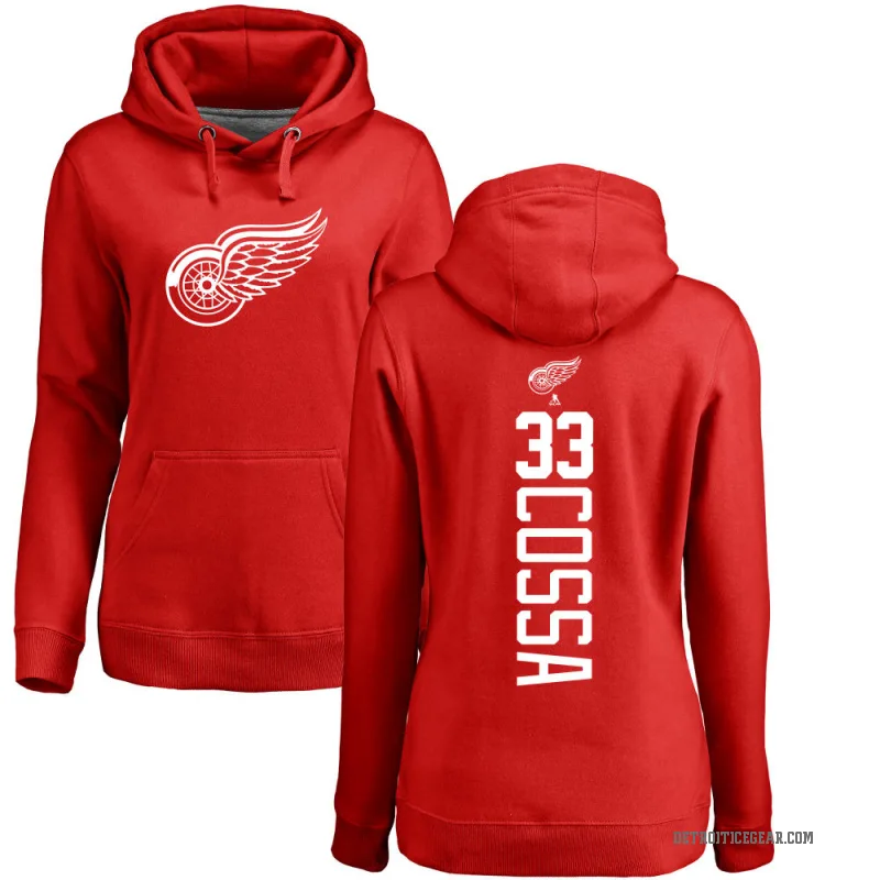 Sebastian Cossa Women's Red Detroit Red Wings Branded Backer Pullover Hoodie