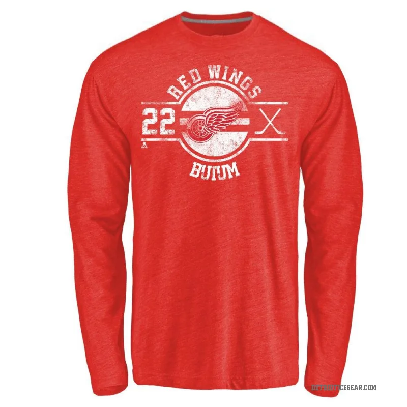 Shai Buium Men's Red Detroit Red Wings Insignia Long Sleeve T-Shirt -