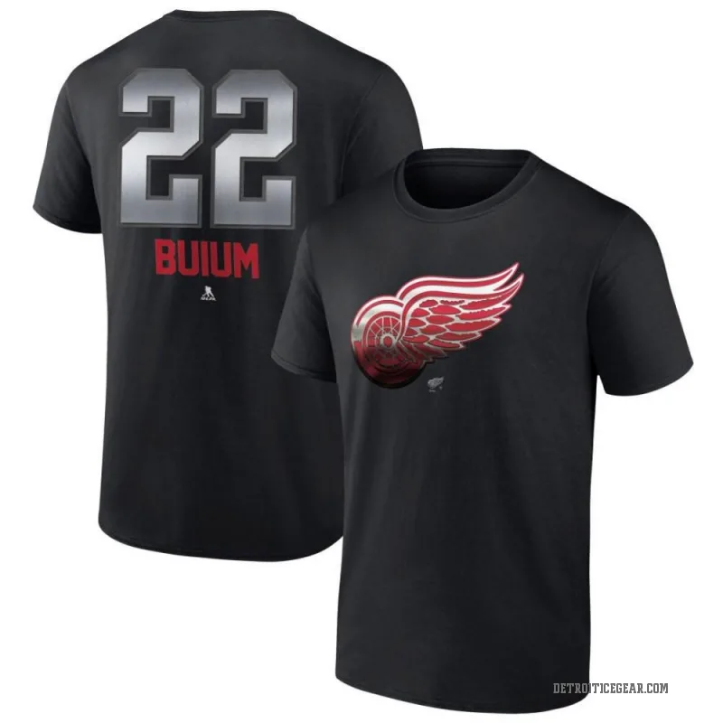 Shai Buium Youth Black Detroit Red Wings Midnight Mascot Logo T-Shirt