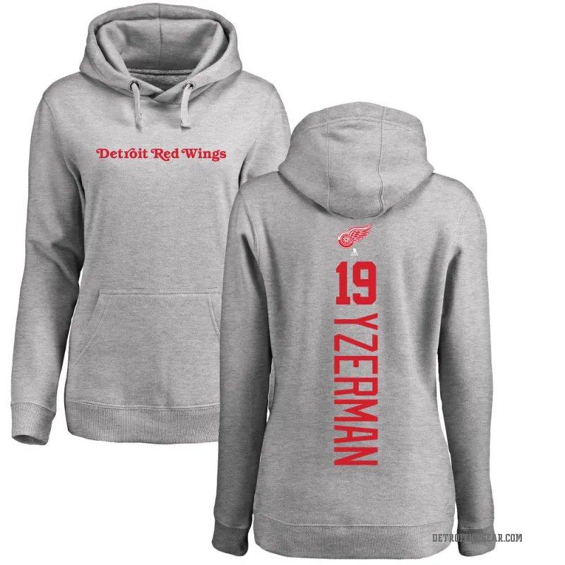 Steve Yzerman Women's Detroit Red Wings Branded Ash Backer Pullover Hoodie