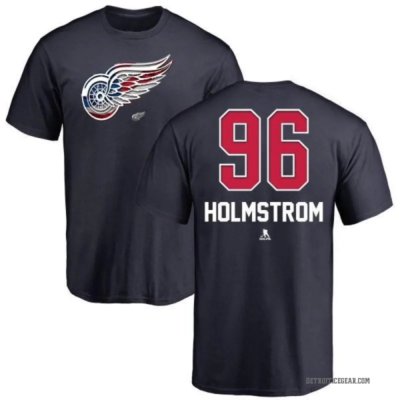 Tomas Holmstrom Men's Navy Detroit Red Wings Name and Number Banner Wave T-Shirt -
