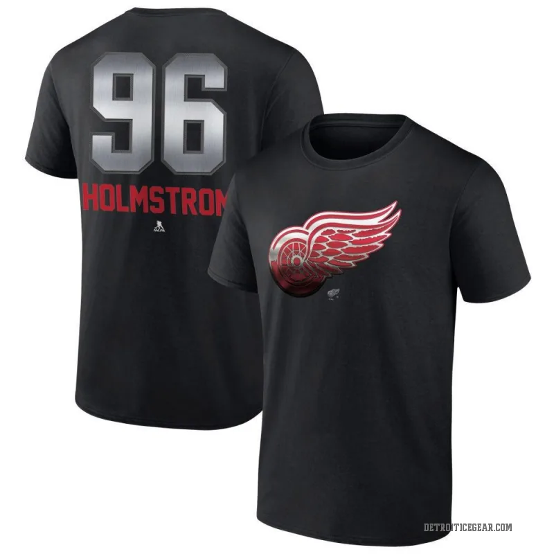 Tomas Holmstrom Youth Black Detroit Red Wings Midnight Mascot Logo T-Shirt